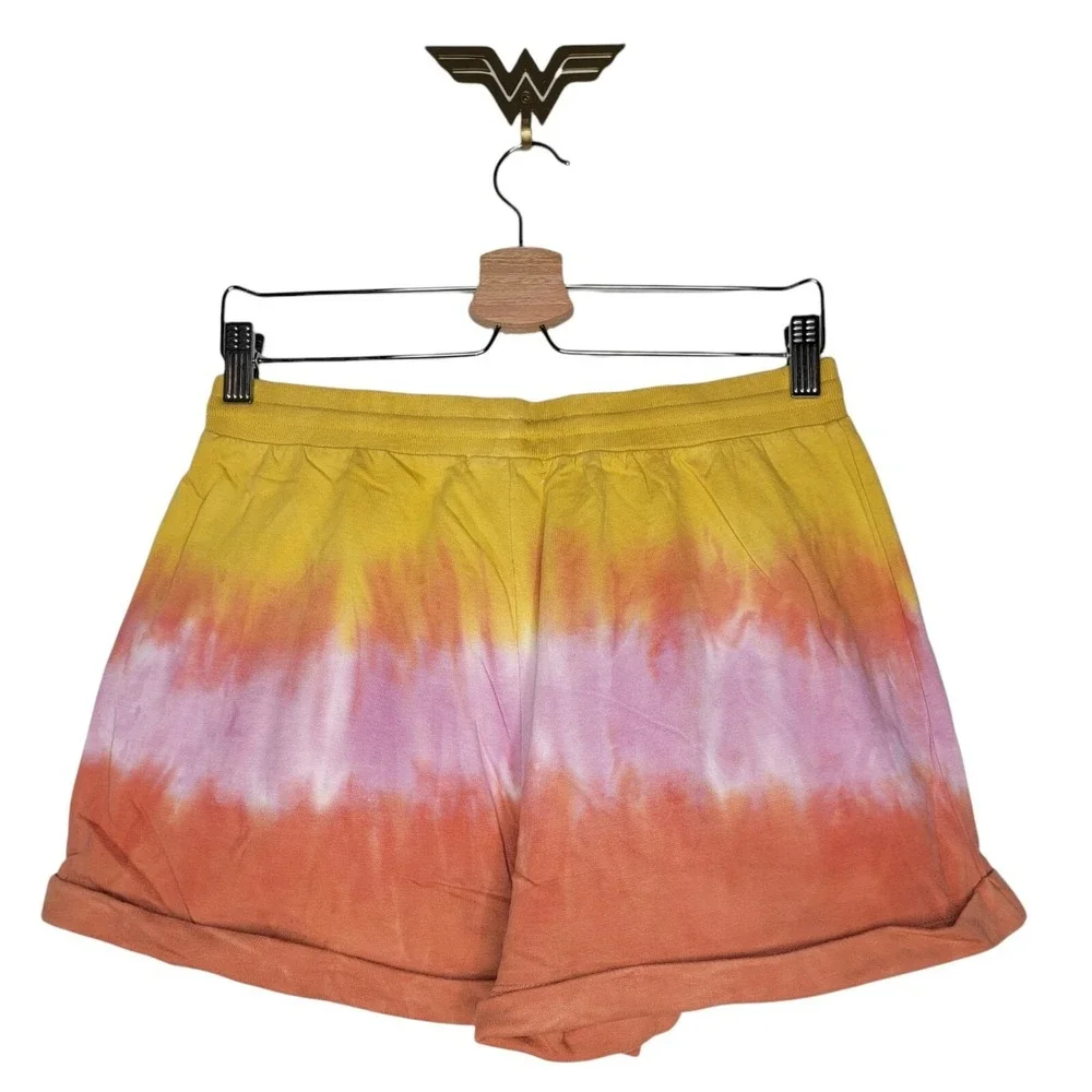 YOUNG‎ FABULOUS BROKE Shorts Parker Tie Dye Cotton High Rise Yellow Women Medium